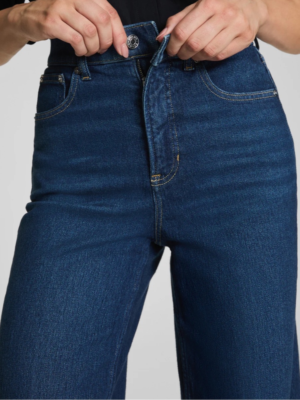SPANX Authentic 360 High Rise Wide Leg Jeans Dark Medium Wash M 8/10 - Picture 3 of 14